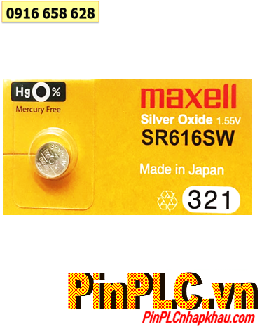 Maxell SR616SW _Pin 321, Pin Maxell SR616SW 321 Silver Oxide 1.55V _Made in Japan